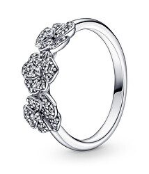 Stříbrný prsten s maceškami 190786C01