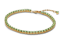 Tenisový pozlacený náramek se zelenými zirkony Timeless Shine 561469C02