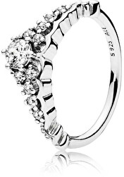 Třpytivý stříbrný prsten Diadém 196226CZ
