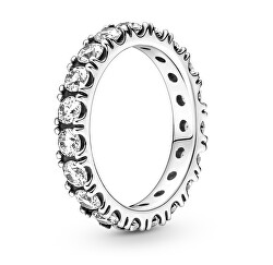 Třpytivý stříbrný prsten s čirými krystaly Timeless 190050C01