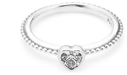 Zamilovaný stříbrný prsten se srdíčkem 190896CZ