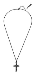 Nadčasový čierny náhrdelník s krížikom Crossed PEAGN0032403