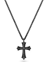 Oceľový pánsky náhrdelník Kríž s kryštálmi Kudos PEJGN2112822