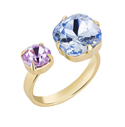 Glänzend vergoldeter Ring mit tschechischen Kristallsteinen Bonbon Candy 2492Y70