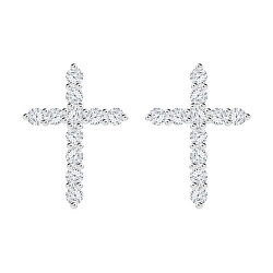 Designové stříbrné náušnice Tender Cross s kubickou zirkonií Preciosa 5333 00