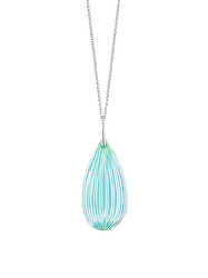 Designový stříbrný náhrdelník s českým křišťálem Preciosa Waterfall Royal Lagoon 6258 67