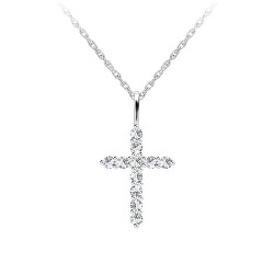 Designový stříbrný náhrdelník Tender Cross s kubickou zirkonií Preciosa 5332 00