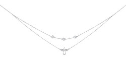 Dvojitý stříbrný náhrdelník s kubickou zirkonií Guardian Angel 5365 00