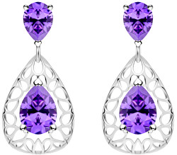Elegantní stříbrné náušnice Lyra Violet 5261 56