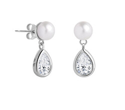 Elegantné strieborné náušnice s pravou perlou Pure Pearl 5337 00