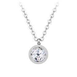Minimalistický oceľový náhrdelník Essential s kubickou zirkónia 7433 00