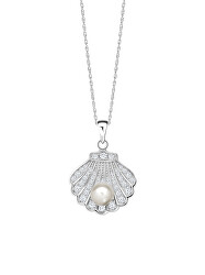 Nádherný stříbrný náhrdelník Birth of Venus s říční perlou a kubickou zirkonií Preciosa 5349 00