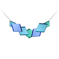 Netradiční ocelový náhrdelník Fragmentum s modrým kříšťálem 7374 67