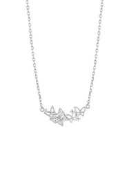 Něžný stříbrný náhrdelník s motýlky Butterfly Waltz Candy 5398 00