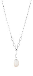 Něžný stříbrný náhrdelník s pravou perlou Pearl Heart 5356 01