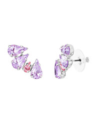 Bájos fülbevaló lila kristályokkal Sweet Drop Candy 2469 56