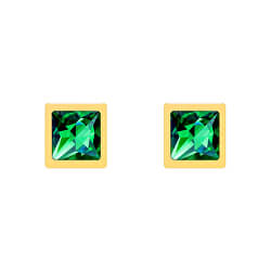 Cercei placați cu aur Straight cu cristal verde Preciosa 7392Y66