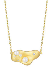 Pozlacený náhrdelník Smooth s říční perlou a kubickou zirkonií Preciosa 5394Y01