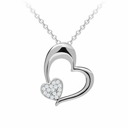 Romantický strieborný náhrdelník Tender Heart s kubickou zirkóniou Preciosa 5334 00