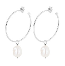 Orecchini 2in1 a cerchio in argento con perla di fiume Hoop Vibes Glamour 5426 01