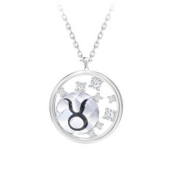 Stříbrný náhrdelník s českým křišťálem Býk Sparkling Zodiac 6150 85 (řetízek, přívěsek)