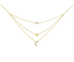 Trojitý pozlacený náhrdelník s kubickou zirkonií Moon Star 5362Y00