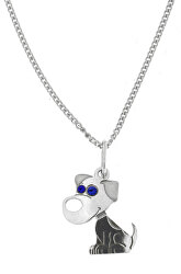 Dívčí stříbrný náhrdelník Pejsek KO2068_CU035_40_RH  (řetízek, přívěsek)