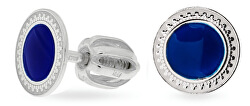 Drobné stříbrné náušnice s modrým středem NA5109_RH