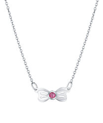 Hravý stříbrný náhrdelník Růžová mašlička N6353_RH