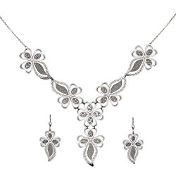Luxusní stříbrná sada Sparkling Leaves TG2019_TG1010NAM_RH (náhrdelník, náušnice)