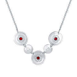 Luxus ezüst nyaklánc vörös rubin kristályokkal N6079_RH