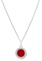 Módní stříbrný náhrdelník s červeným středem KO5337_BR030_45_RH  (řetízek, přívěsek)