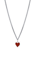 Romantický stříbrný náhrdelník Červené srdce KO6485_CU035_40_RH (řetízek, přívěsek)