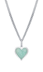 Romantický stříbrný náhrdelník Mint Heart KO6367_CU040_45_RH (řetízek, přívěsek)