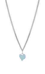 Romantický stříbrný náhrdelník Modré srdce KO6484_CU035_40_RH (řetízek, přívěsek)