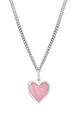 Romantický stříbrný náhrdelník Pink Heart KO6066_CU040_45_RH (řetízek, přívěsek)