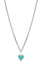 Romantický stříbrný náhrdelník Tyrkysové srdce KO6483_CU035_40_RH (řetízek, přívěsek)