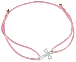 Šňůrkový růžový kabala náramek Křížek KA6215