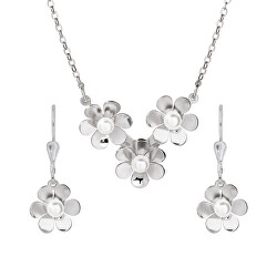 Set elegant de bijuterii din argint Flora N2094_NA0773 (colier, cercei)
