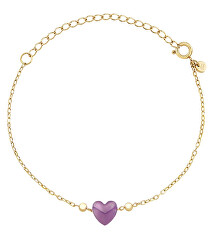 Affascinante bracciale placcato oro con cuore di ametista Candy TJ3601