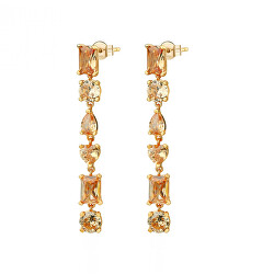 Luxuriöse vergoldete Ohrringe mit champagnerfarbenen Zirkonen Gemma RZGE23