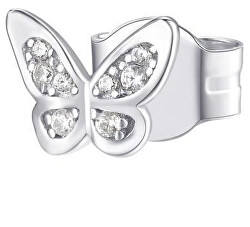 Silber Single Ohrring mit Zirkonen Schmetterling RZO052R