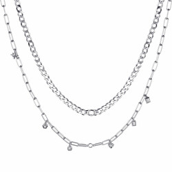 Stříbrný dvojitý náhrdelník se zirkony Storie RZC021