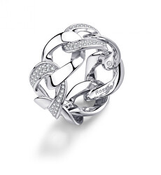 Výrazný stříbrný prsten se zirkony Eva RZEV38