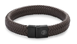 Bracciale in pelle marrone Herringbone Brown Black RR-M0023-B