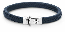 Kék bőr karkötő Small Braided Blue RR-L0150-S