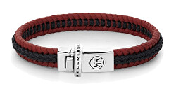 Pánský kožený náramek Dual Twisted Black-Red RR-L0138-S