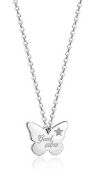 Hravý ocelový náhrdelník Motýlek Be My Always SBM50