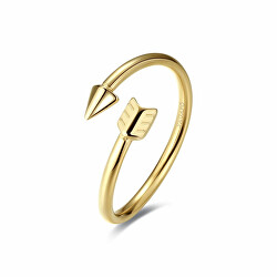 Hravý otevřený pozlacený prsten z oceli Click SCK143