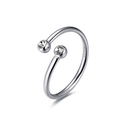 SLEVA - Něžný otevřený ocelový prsten s krystaly Click SCK146